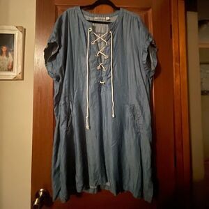 Denim look Beach Coverup with Tie String Front - Soft Material